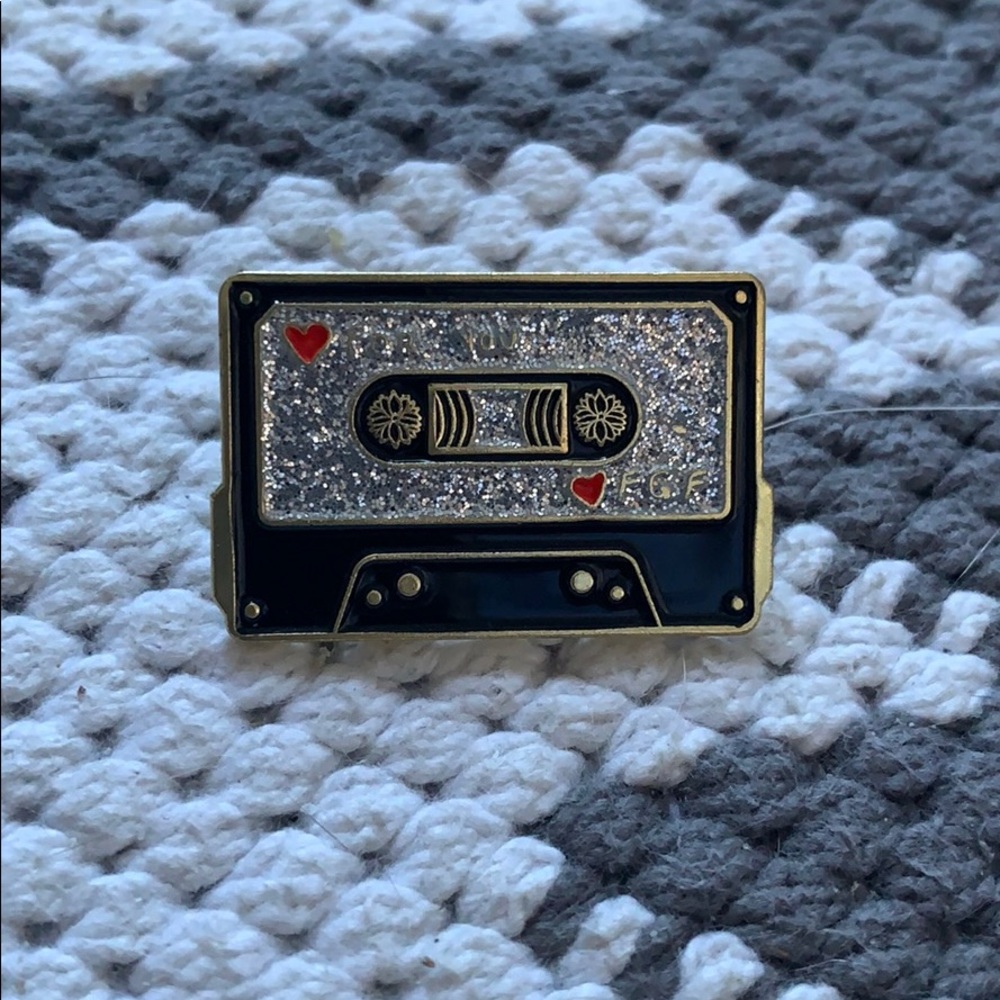 Cassette tape enamel pin